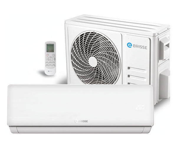 Kompletny zestaw klimatyzatora ściennego Brisse BRI-12CHSD z jednostką wewnętrzną i zewnętrzną, gotowy do montażu w domu i biurze pod Warszawą.